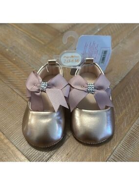 Stepping Stones Baby Girl Rose Gold Party Ballerina Walker Shoes with Bows